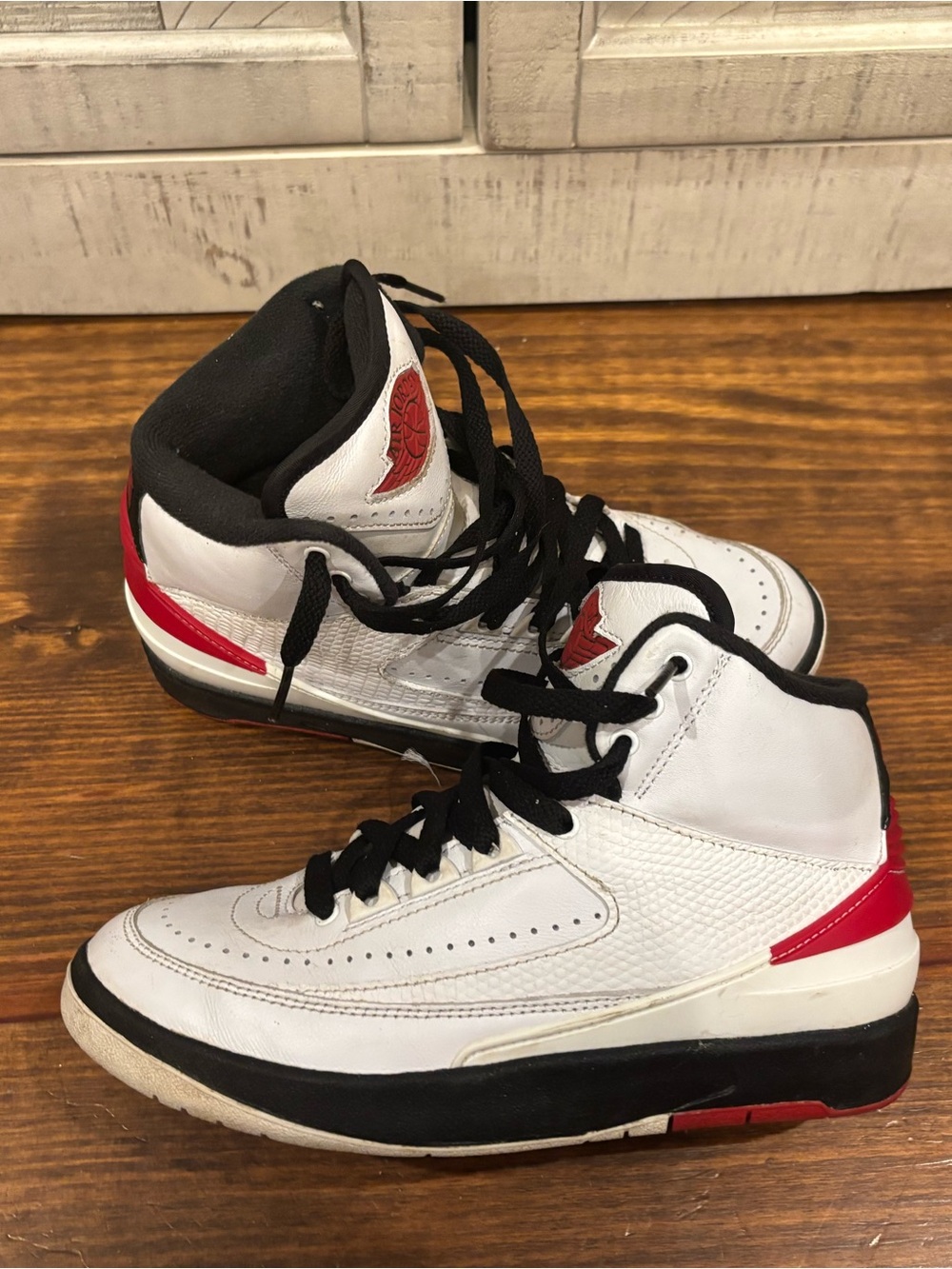 Nike Kids White Black Red High-Top Sneakers